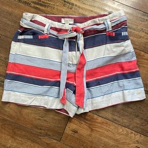 New with tags coral and navy blue striped shorts from Ann Taylor Loft.